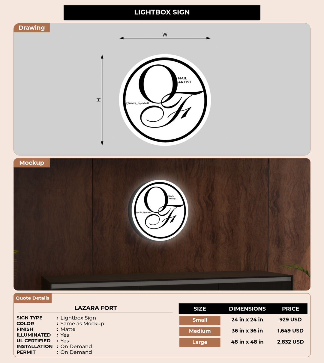 CUSTOM MOCKUP SIGN FOR lazara fort