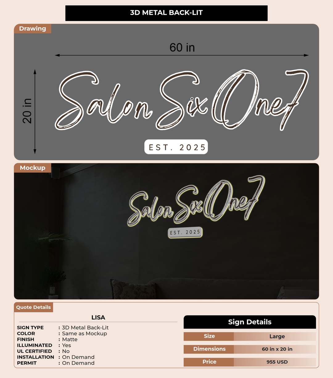 CUSTOM MOCKUP SIGN FOR Lisa