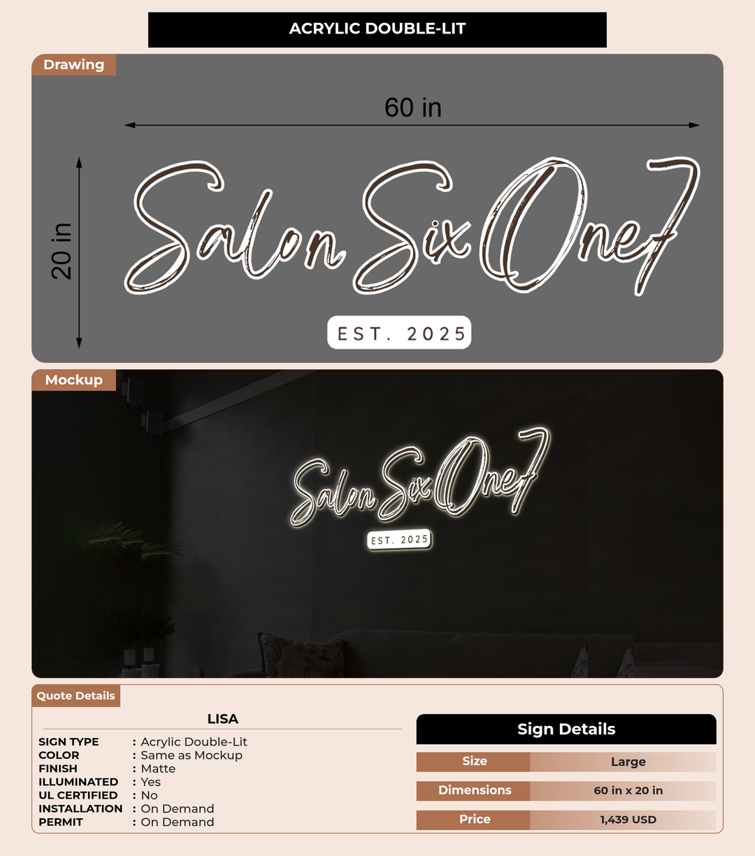 CUSTOM MOCKUP SIGN FOR Lisa