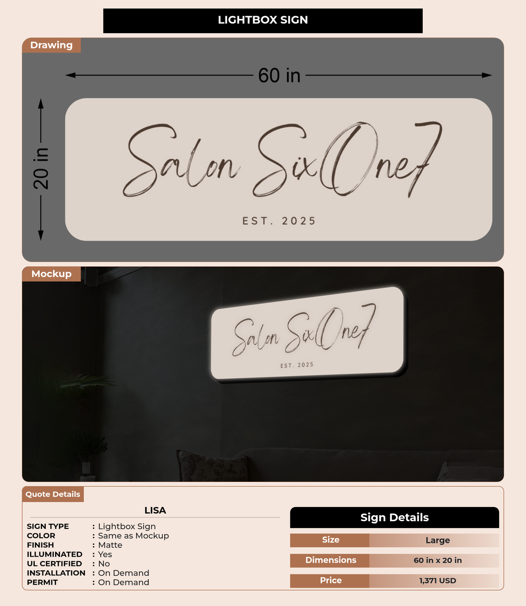 CUSTOM MOCKUP SIGN FOR Lisa