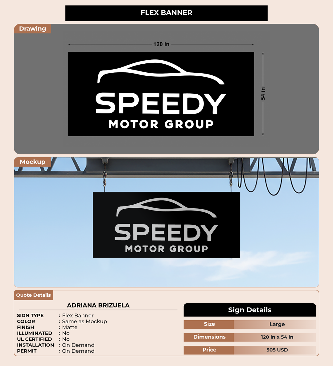 CUSTOM MOCKUP SIGN FOR Adriana Brizuela