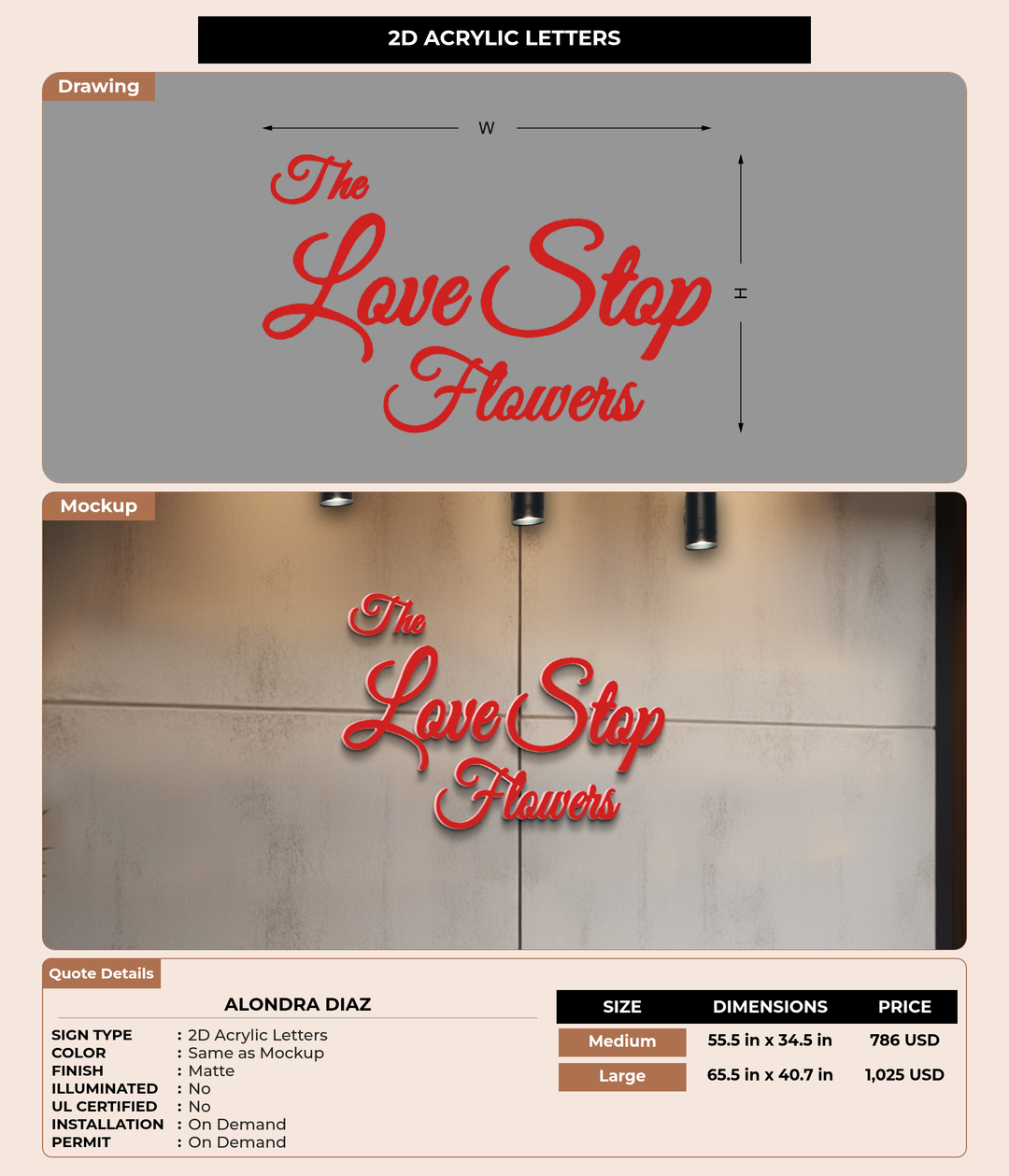 CUSTOM MOCKUP SIGN FOR Alondra Diaz