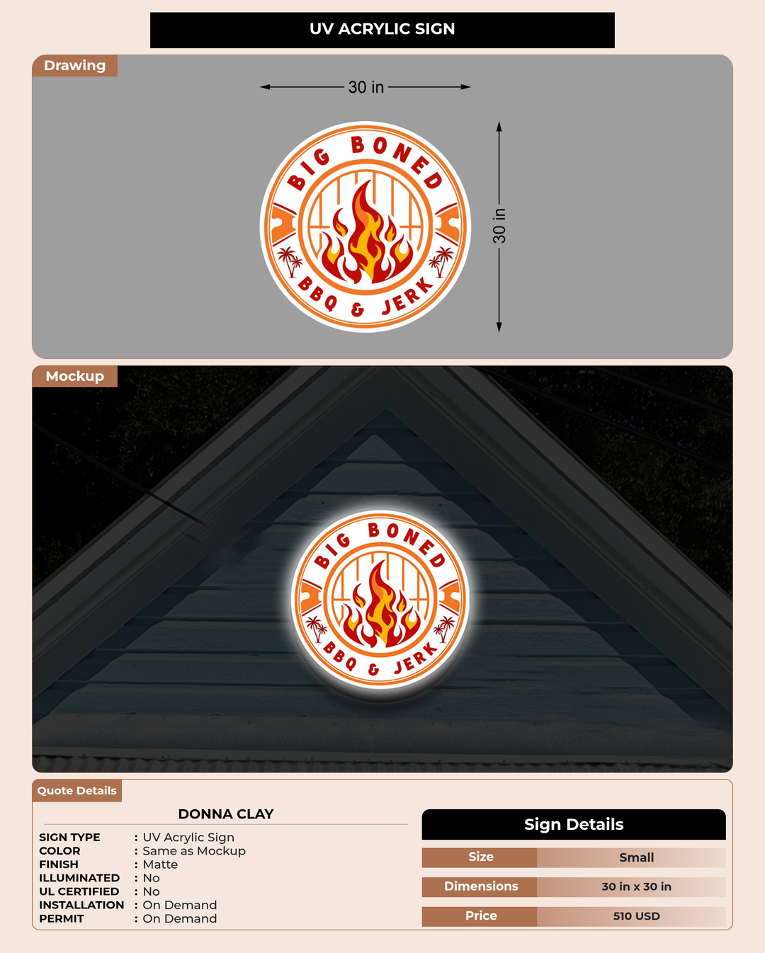 CUSTOM MOCKUP SIGN FOR Donna Clay