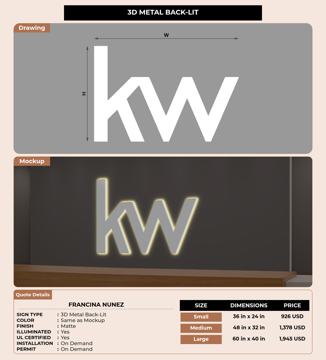 CUSTOM MOCKUP SIGN FOR Francina Nunez
