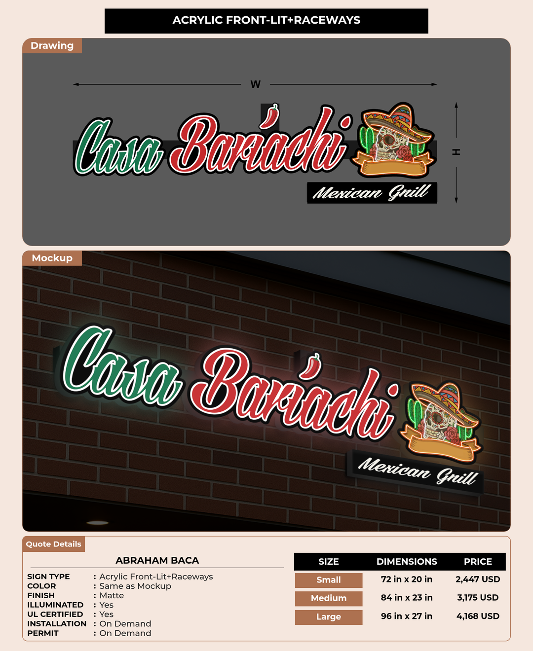 CUSTOM MOCKUP SIGN FOR Abraham baca