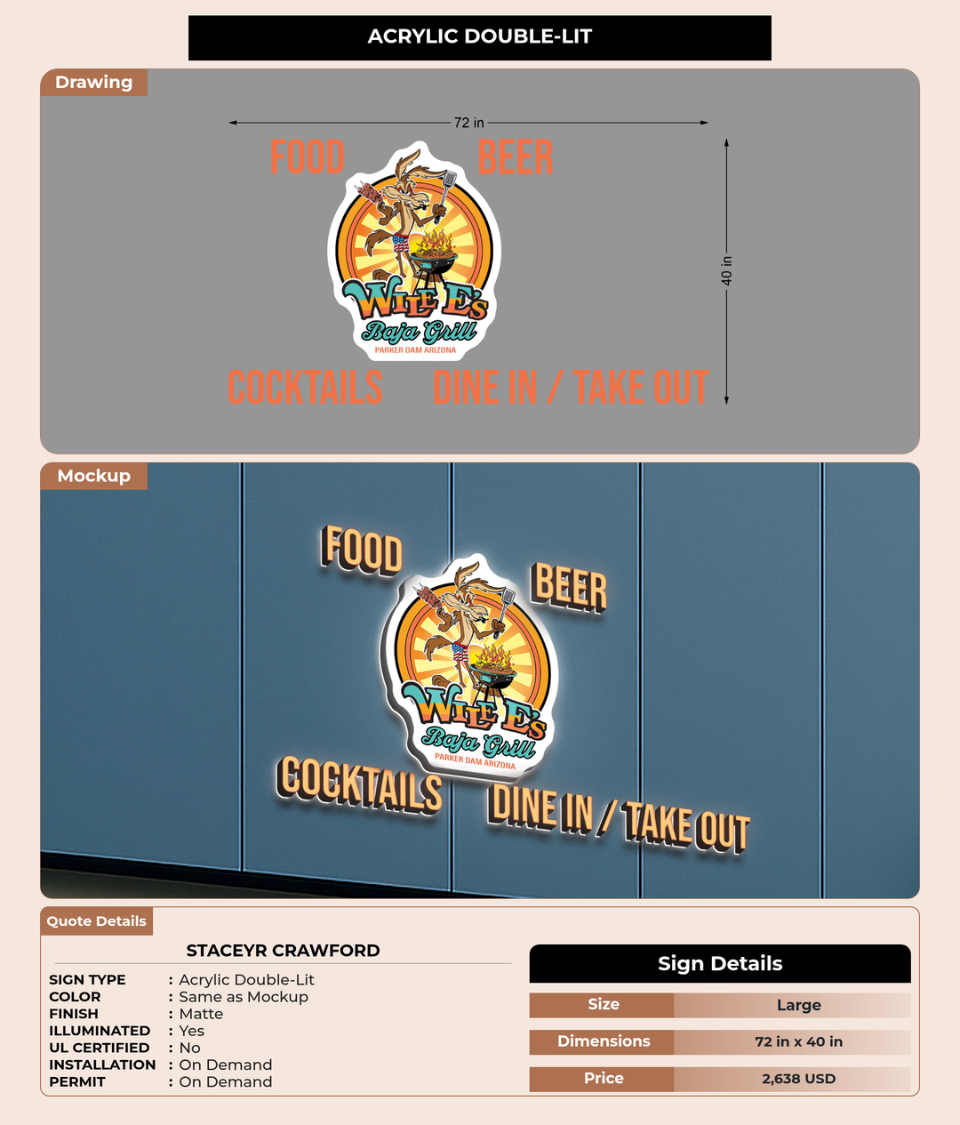 CUSTOM MOCKUP SIGN FOR Staceyr Crawford
