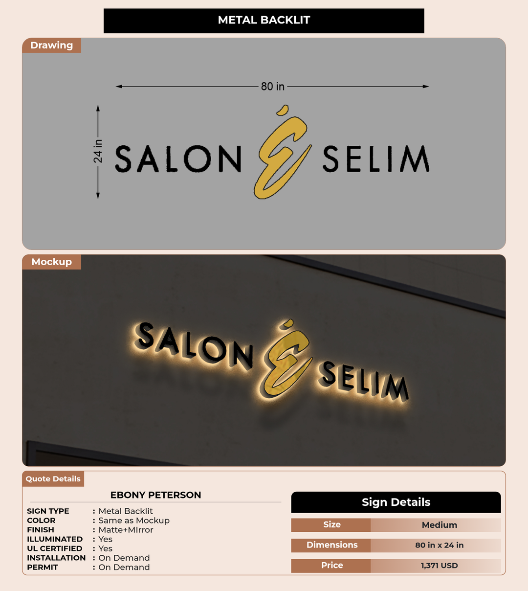 CUSTOM MOCKUP SIGN FOR Ebony Peterson