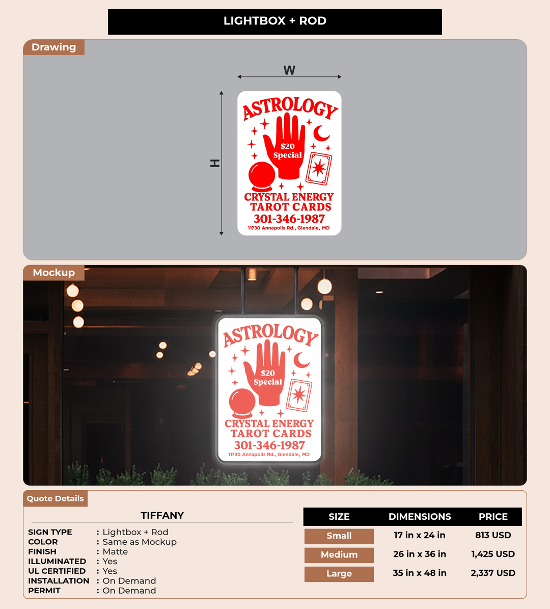 CUSTOM MOCKUP SIGN FOR Tiffany