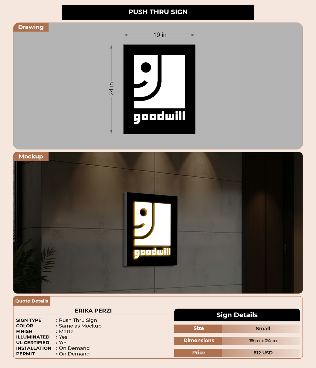 CUSTOM MOCKUP SIGN FOR Erika Perzi
