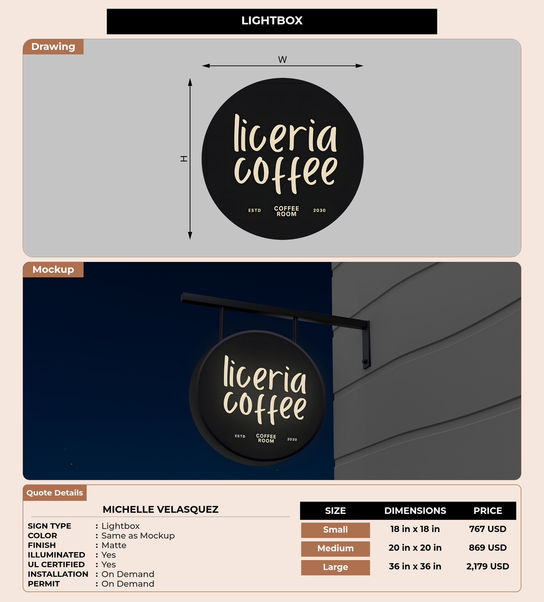 CUSTOM MOCKUP SIGN FOR Michelle Velasquez