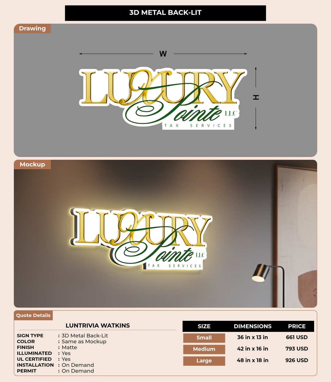 CUSTOM MOCKUP SIGN FOR Luntrivia Watkins