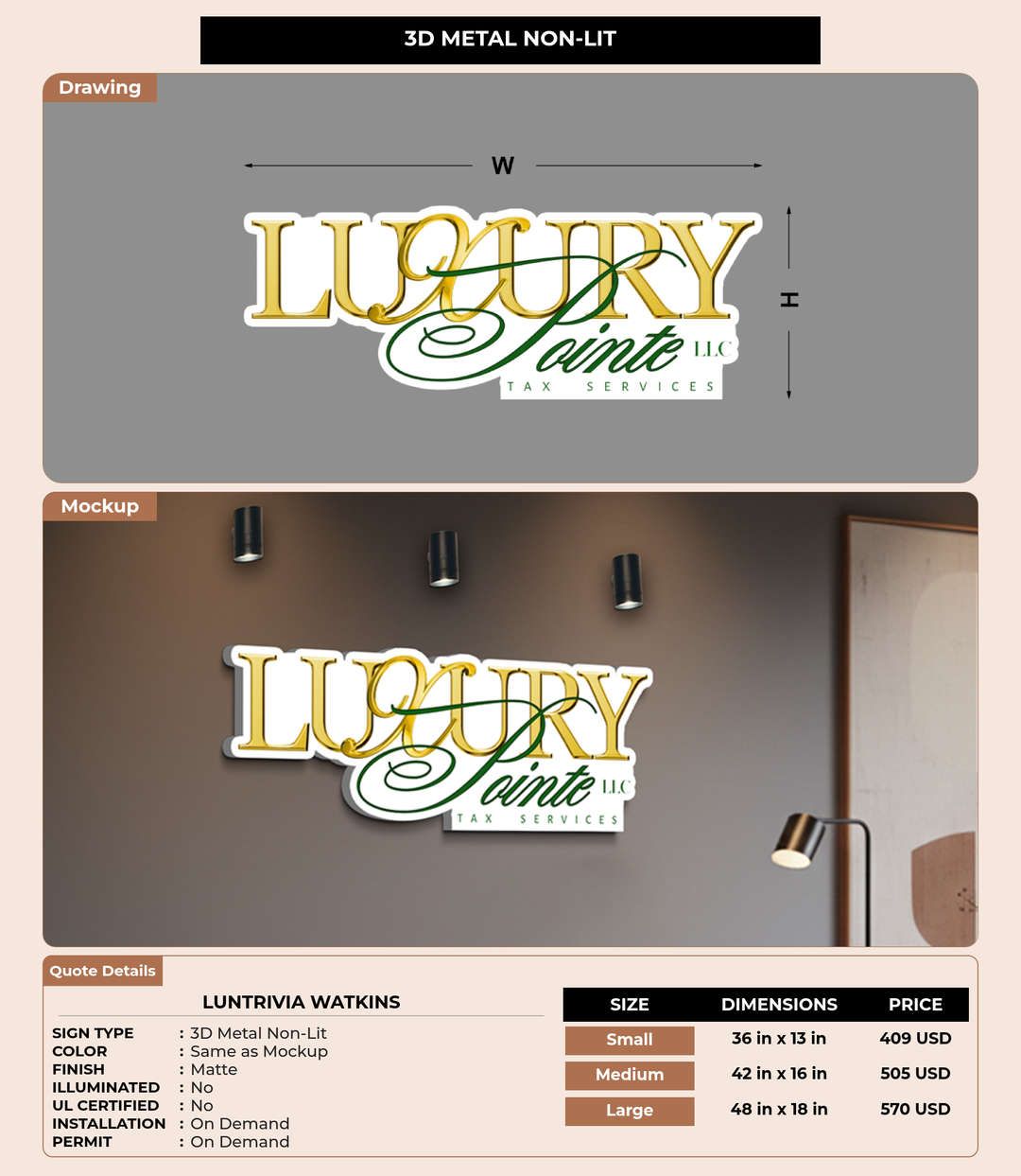 CUSTOM MOCKUP SIGN FOR Luntrivia Watkins