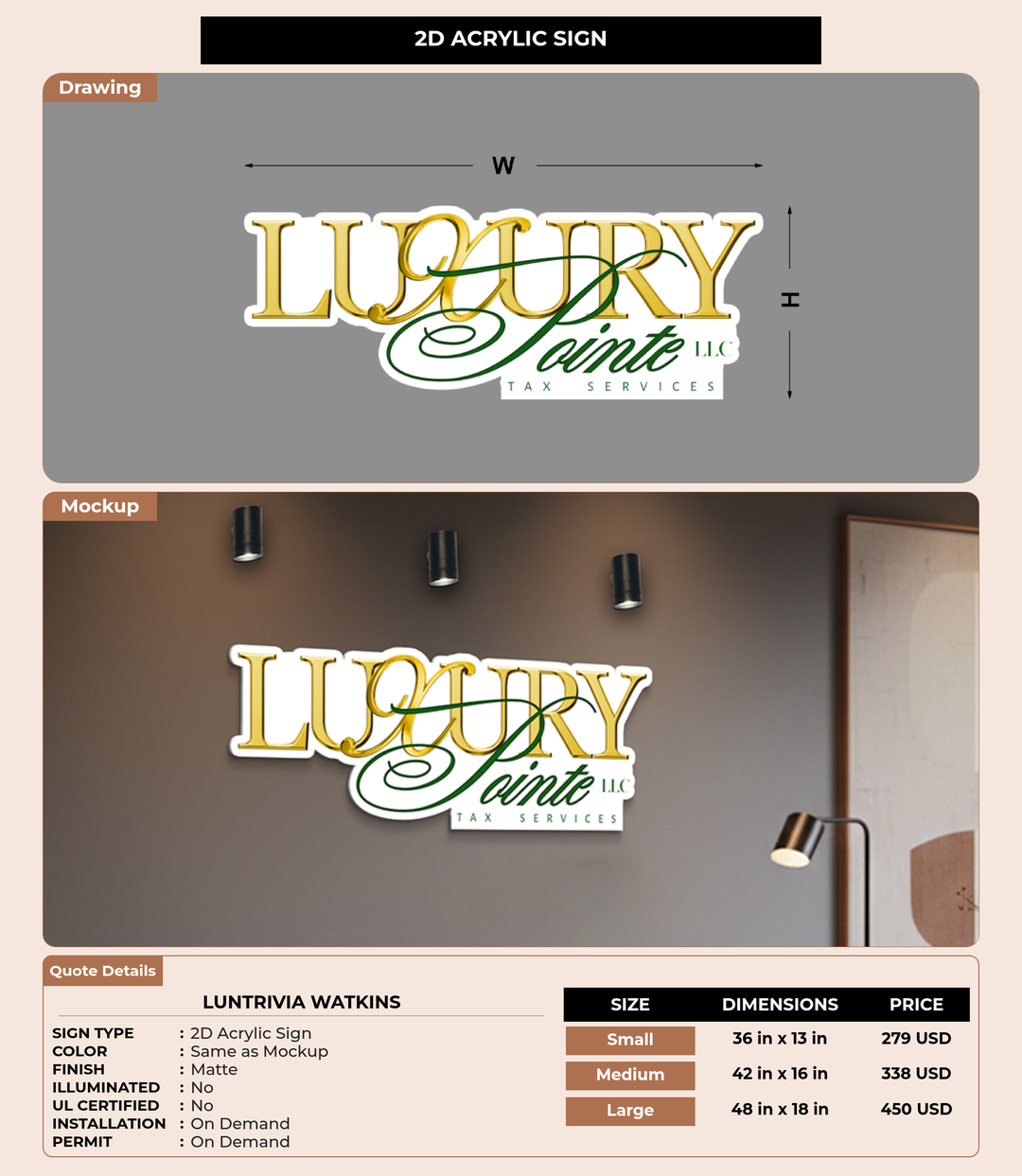 CUSTOM MOCKUP SIGN FOR Luntrivia Watkins