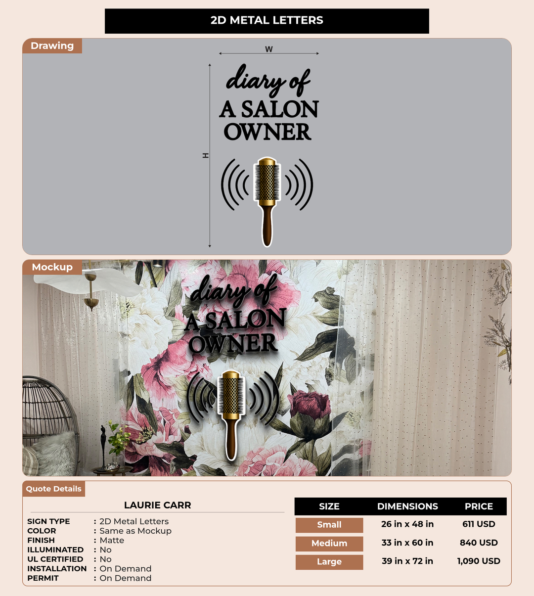 CUSTOM MOCKUP SIGN FOR Laurie Carr