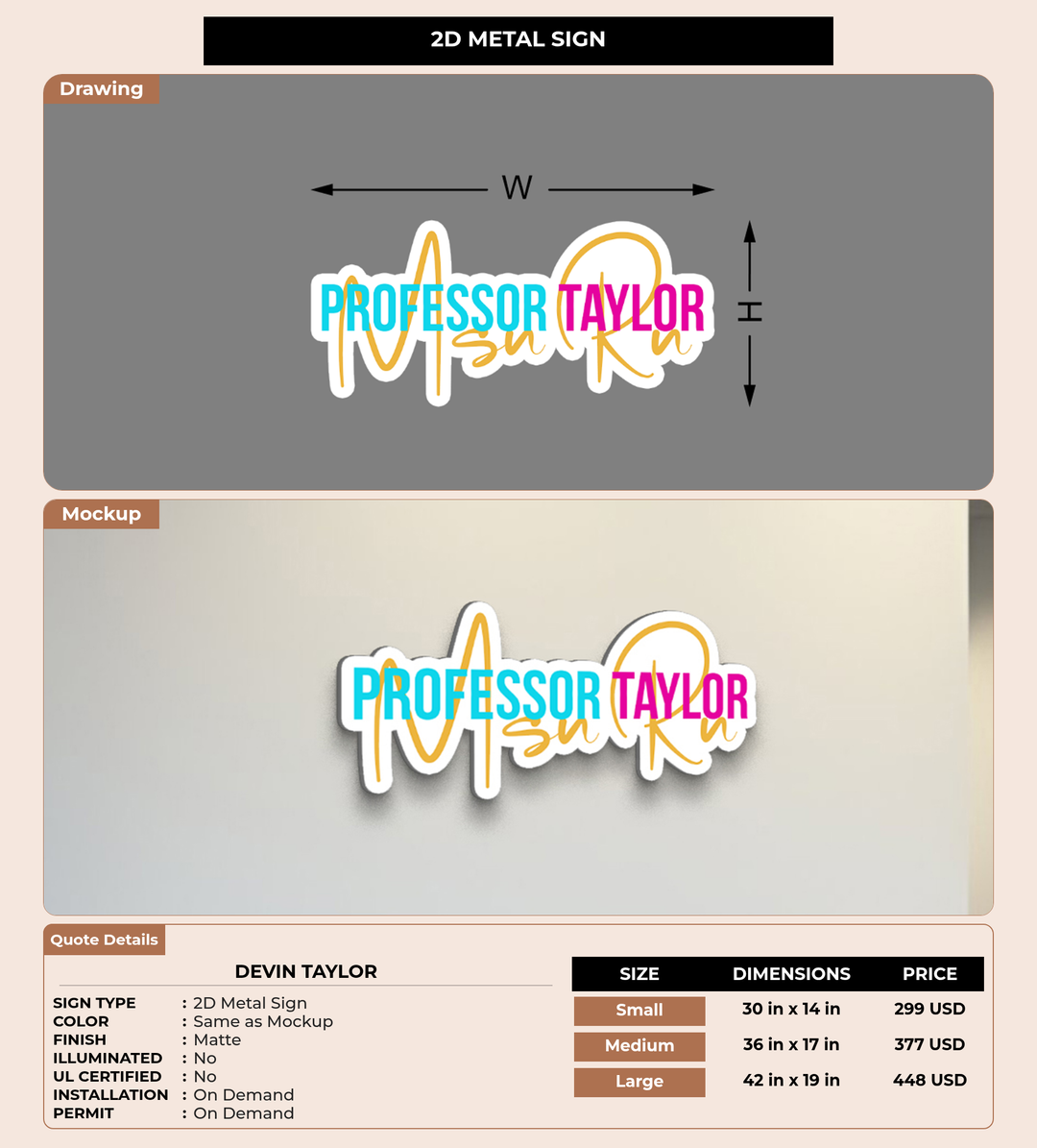 CUSTOM MOCKUP SIGN FOR Devin Taylor
