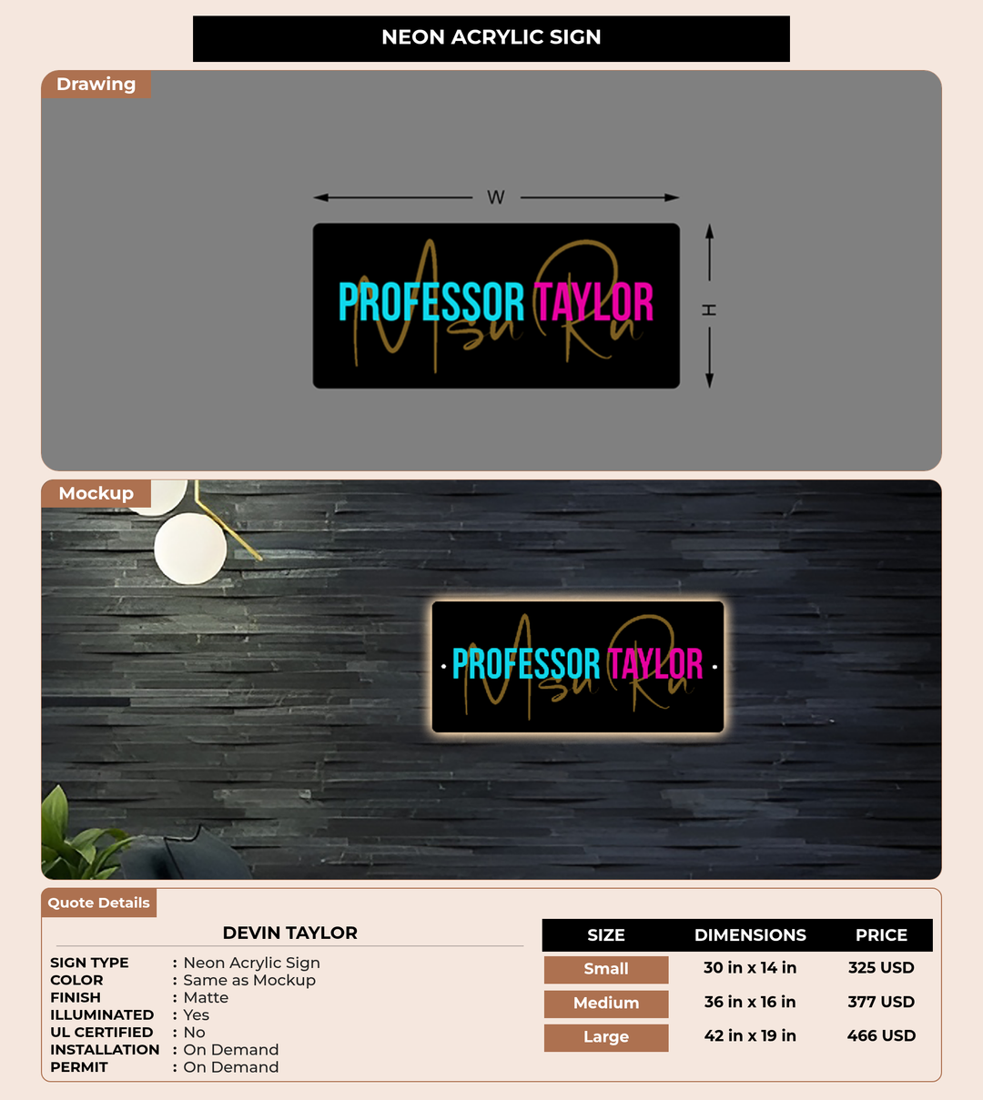 CUSTOM MOCKUP SIGN FOR Devin Taylor