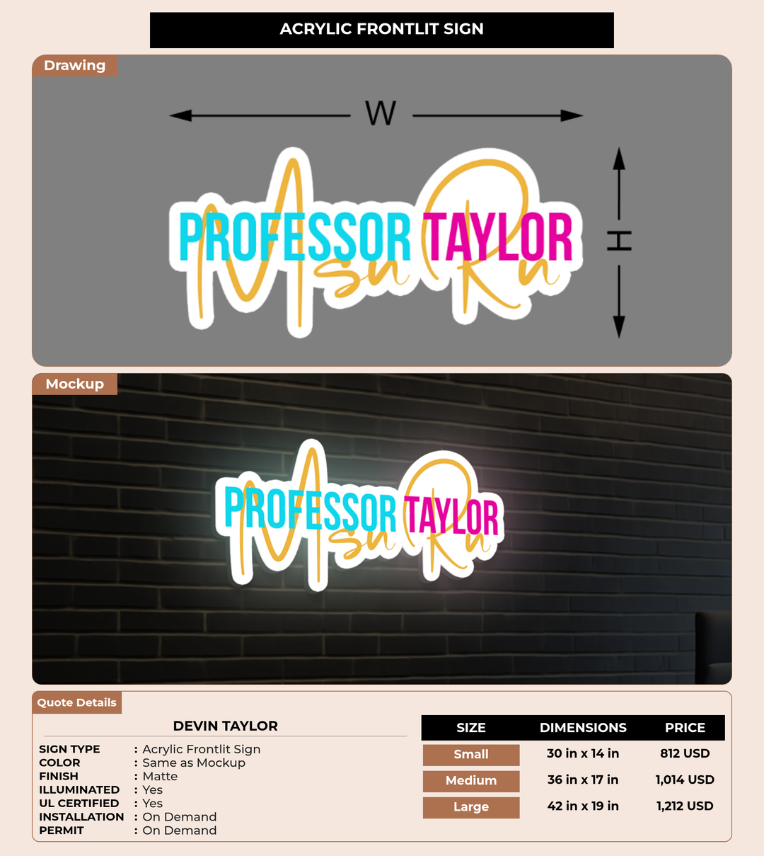 CUSTOM MOCKUP SIGN FOR Devin Taylor