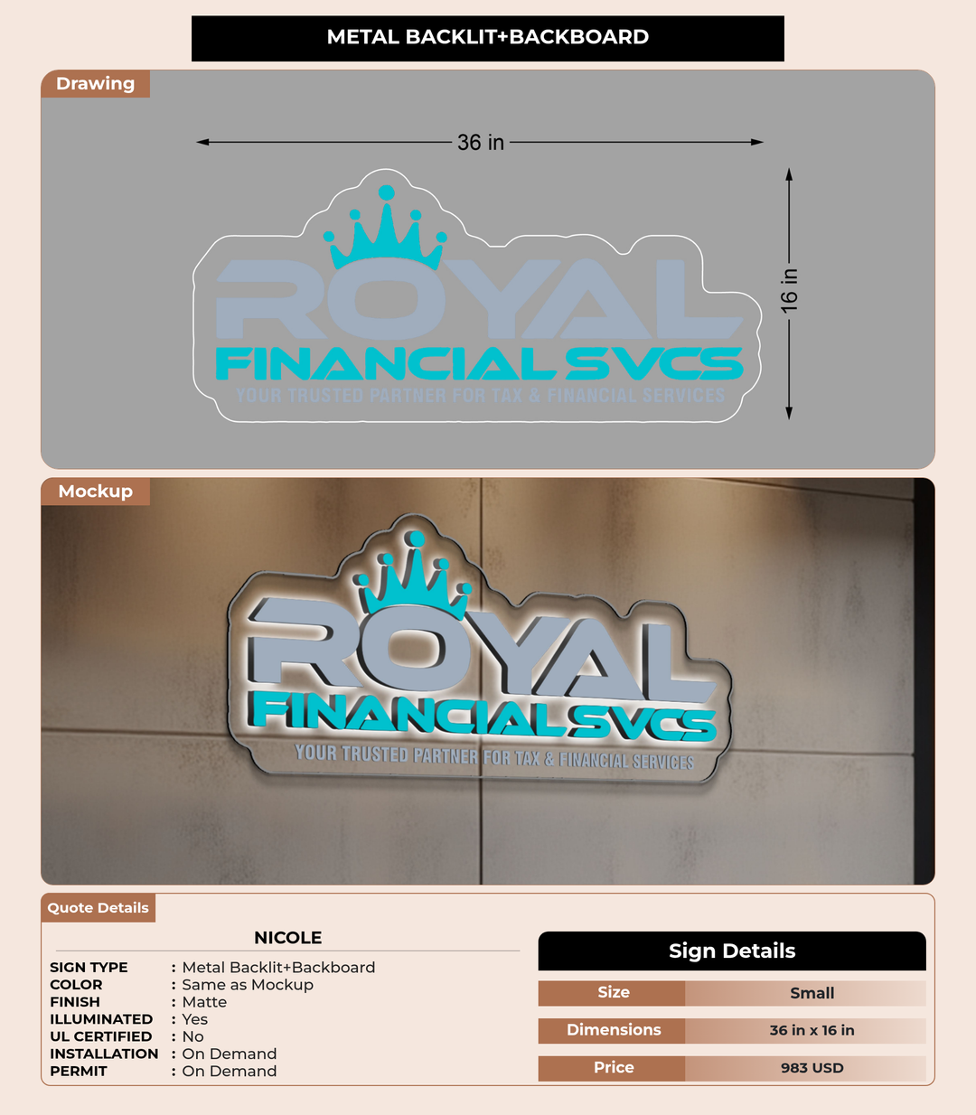 CUSTOM MOCKUP SIGN FOR Nicole