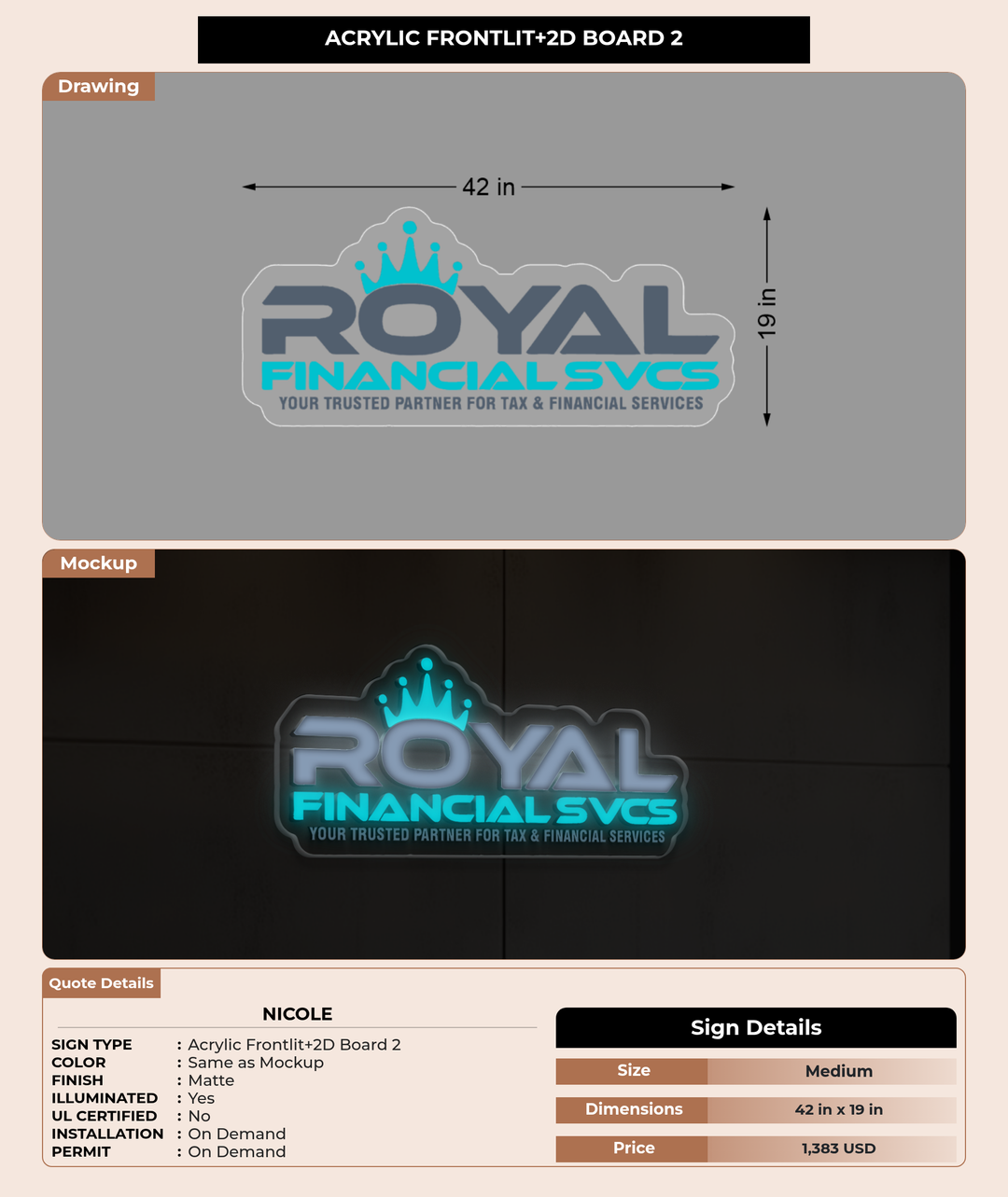 CUSTOM MOCKUP SIGN FOR Nicole
