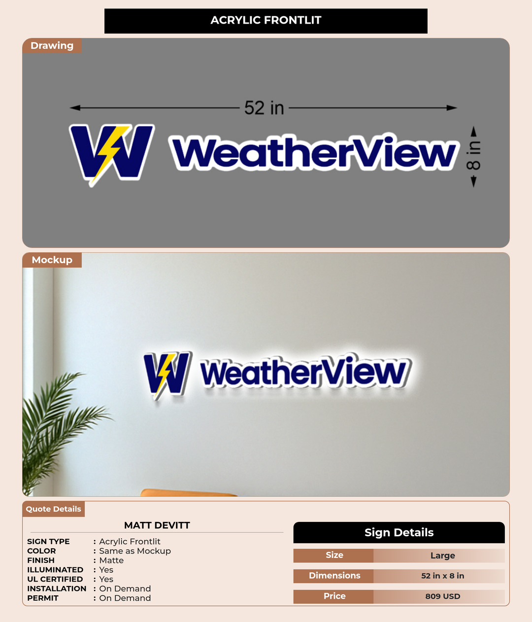CUSTOM MOCKUP SIGN FOR Matt Devitt