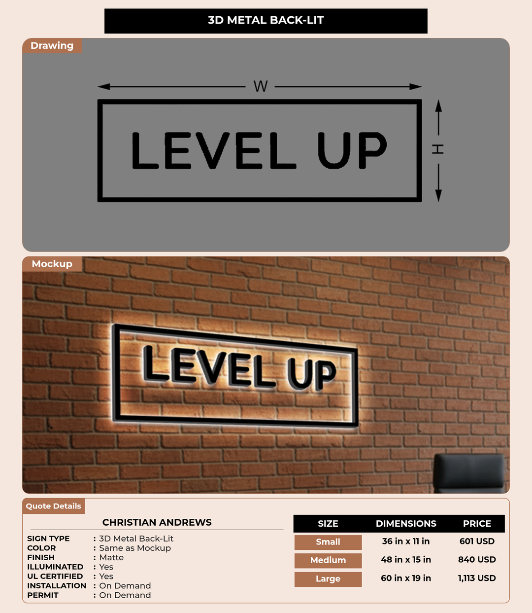 CUSTOM MOCKUP SIGN FOR Christian Andrews