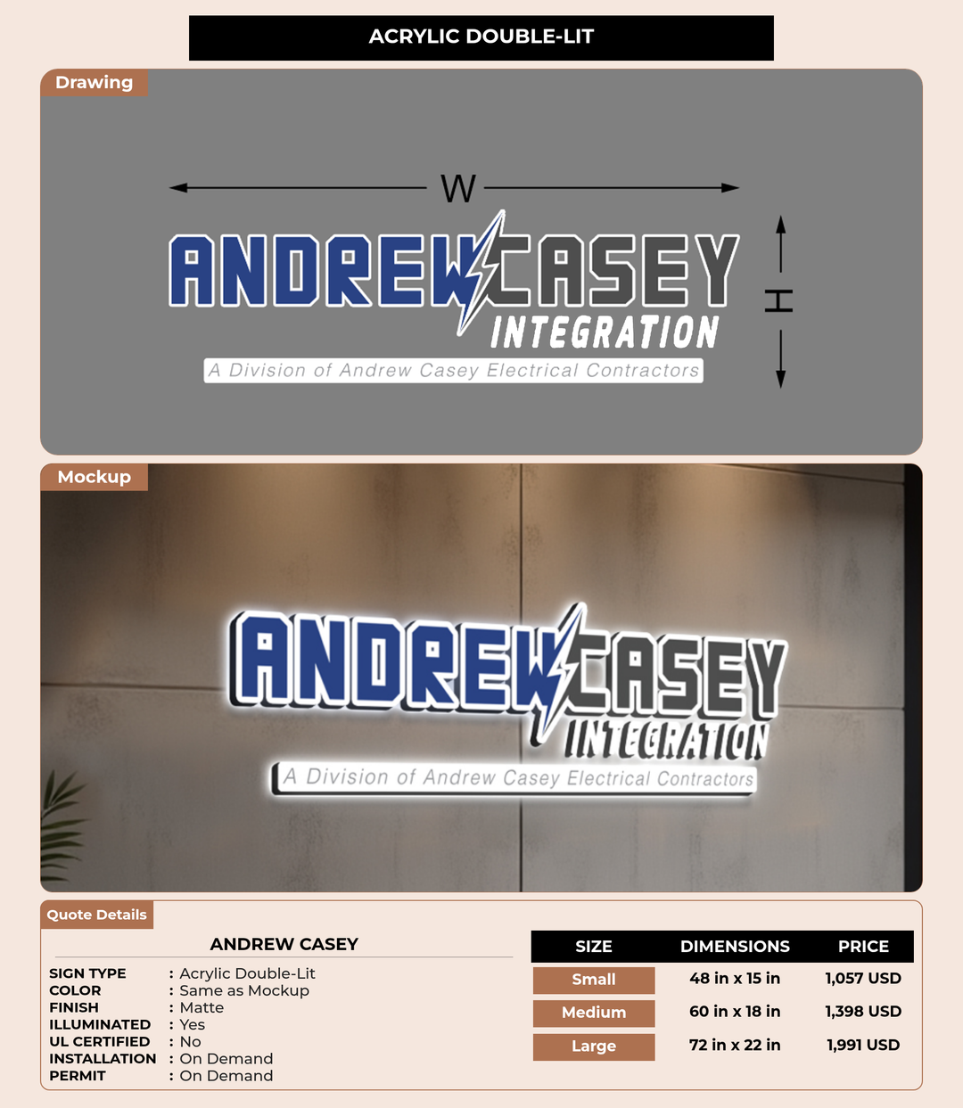 CUSTOM MOCKUP SIGN FOR Andrew Casey