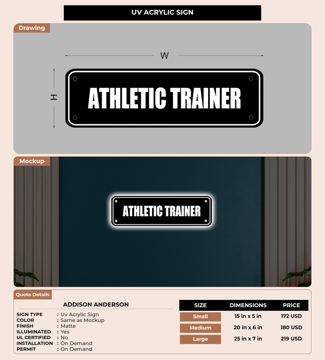 CUSTOM MOCKUP SIGN FOR Addison Anderson