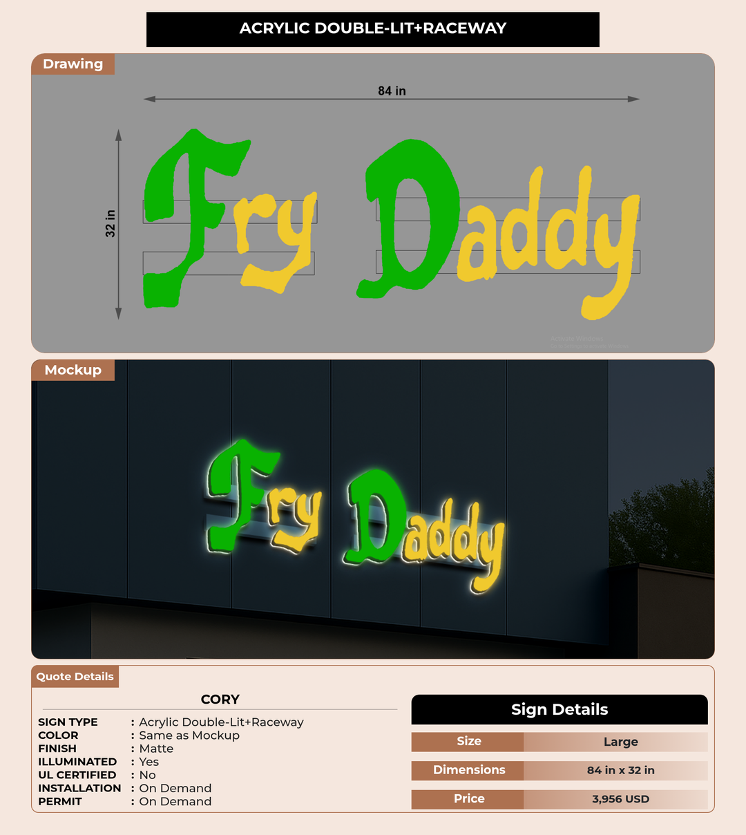 CUSTOM MOCKUP SIGN FOR Cory