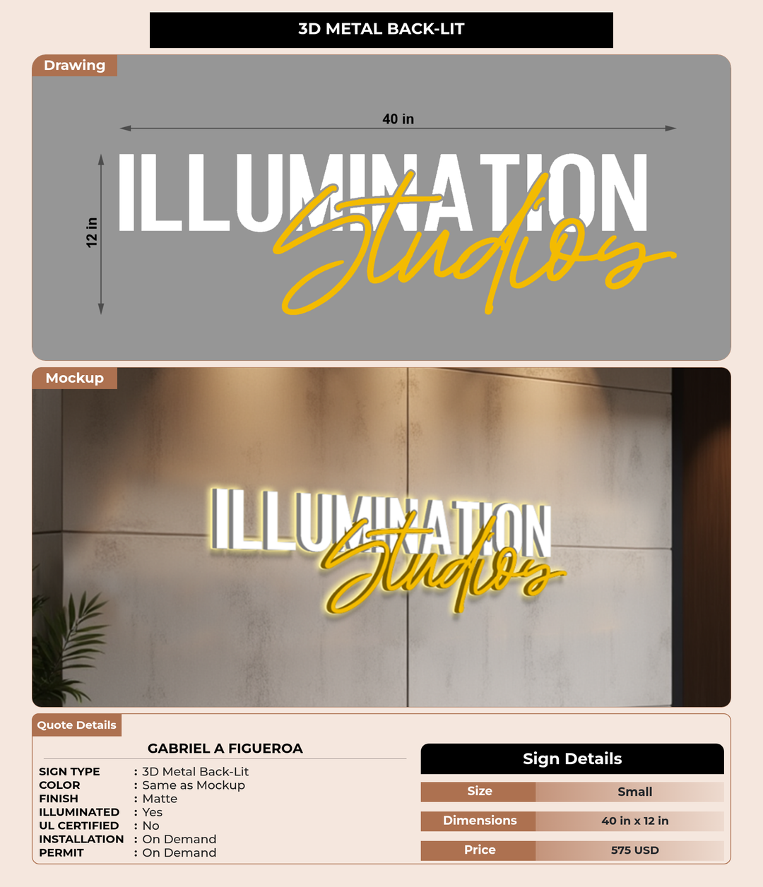 CUSTOM MOCKUP SIGN FOR Gabriel A Figueroa