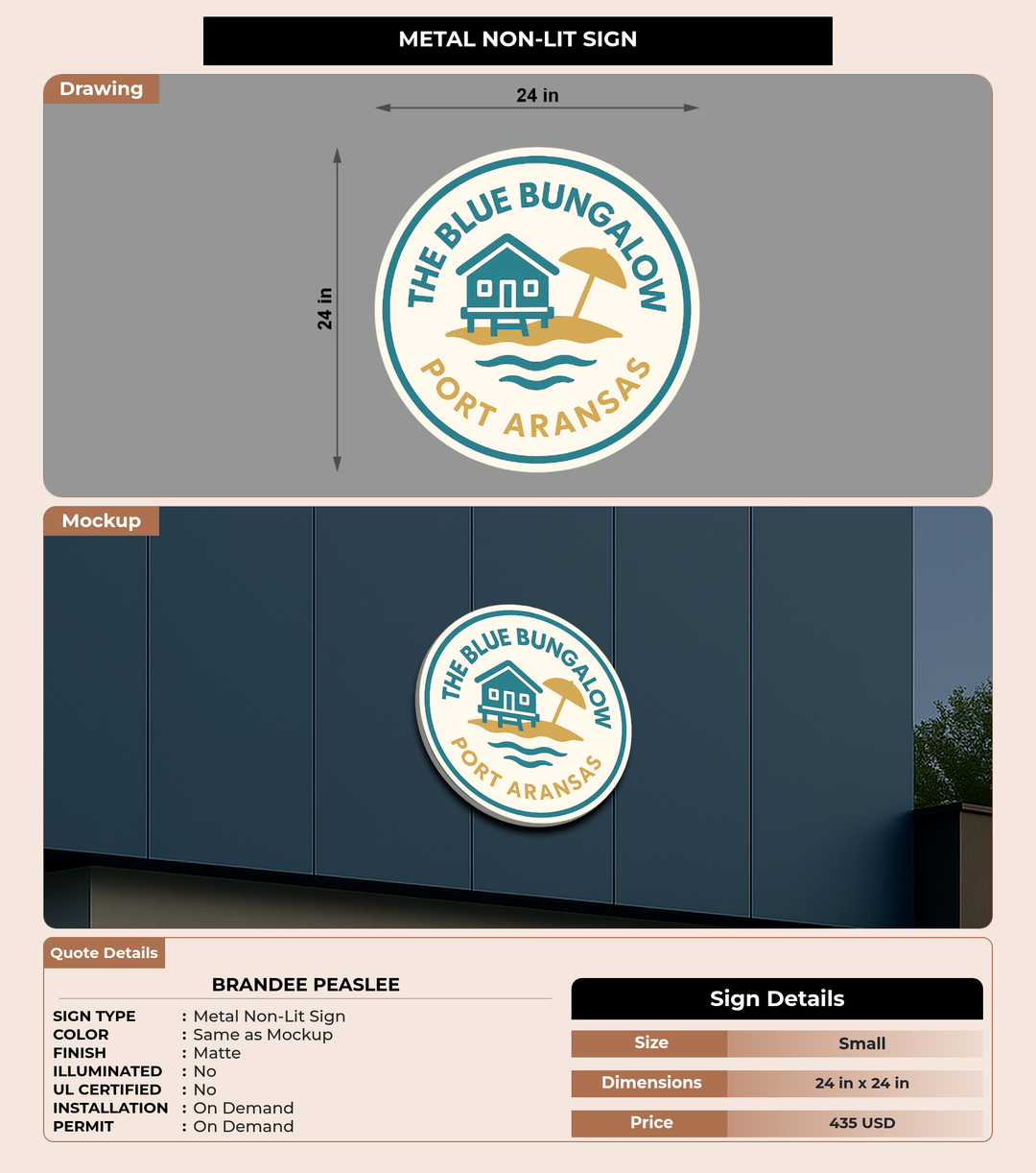 CUSTOM MOCKUP SIGN FOR Brandee Peaslee