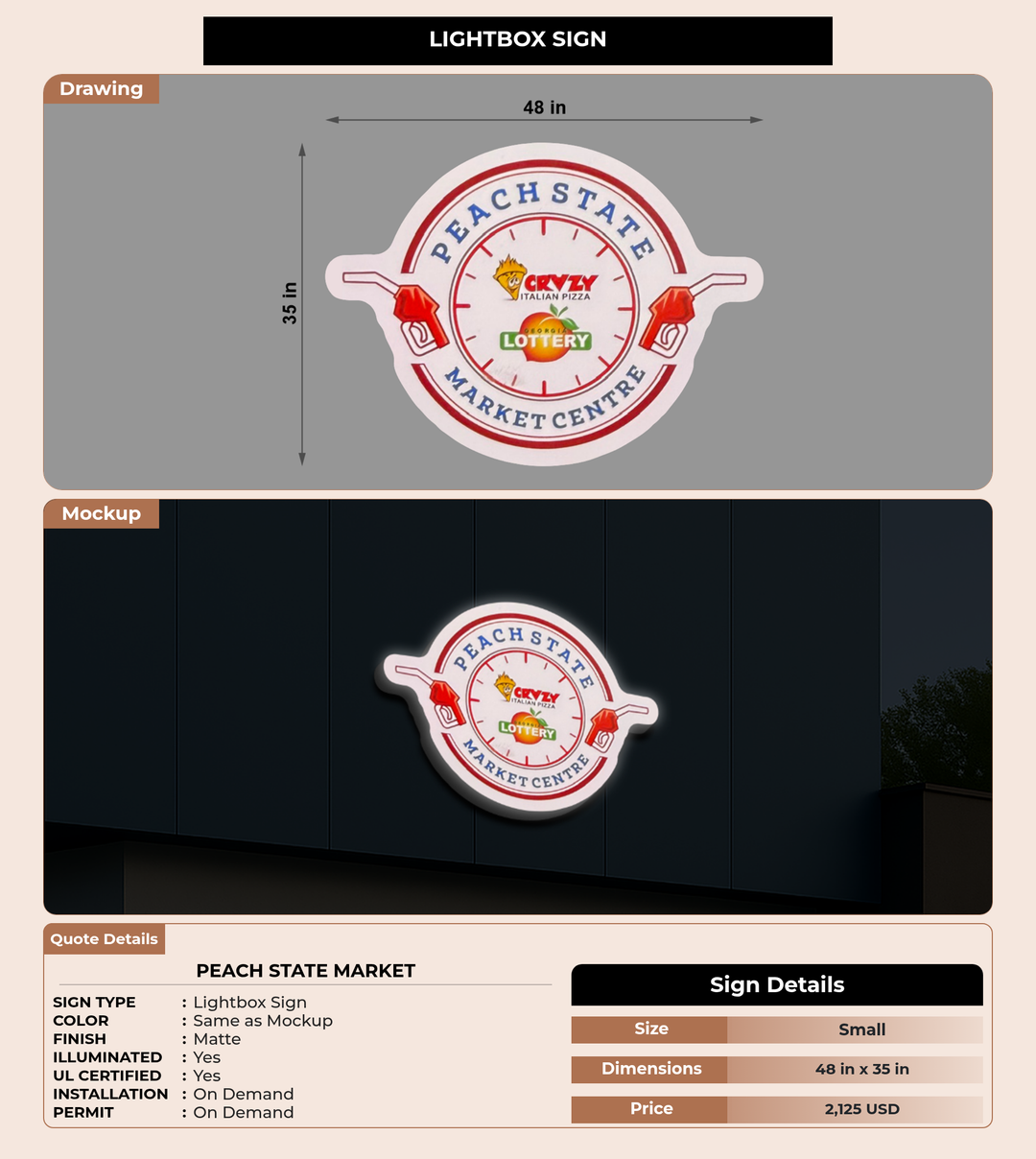 CUSTOM MOCKUP SIGN FOR Peach State Market