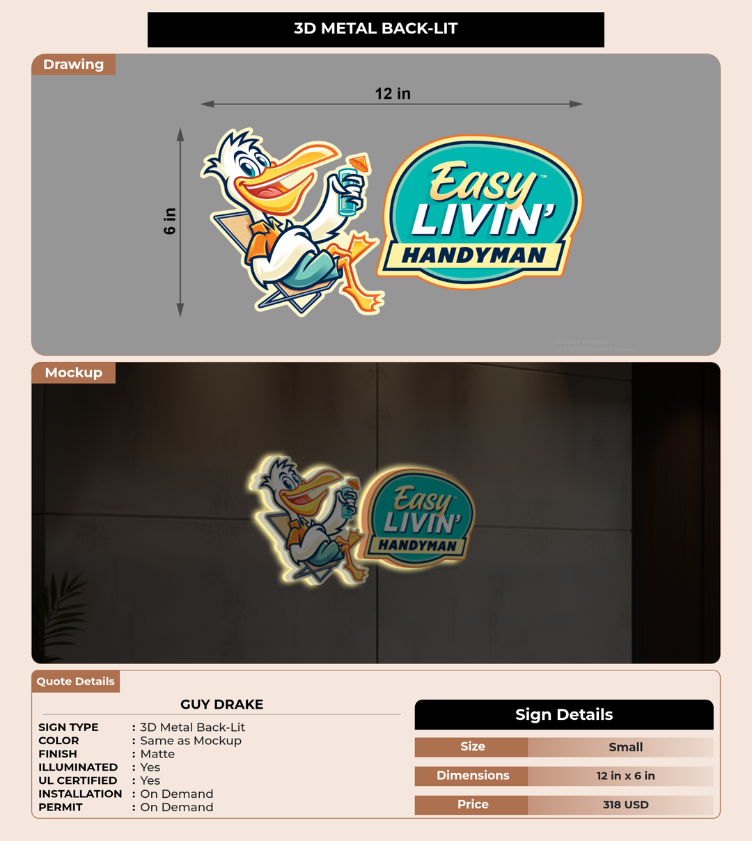 CUSTOM MOCKUP SIGN FOR Guy Drake