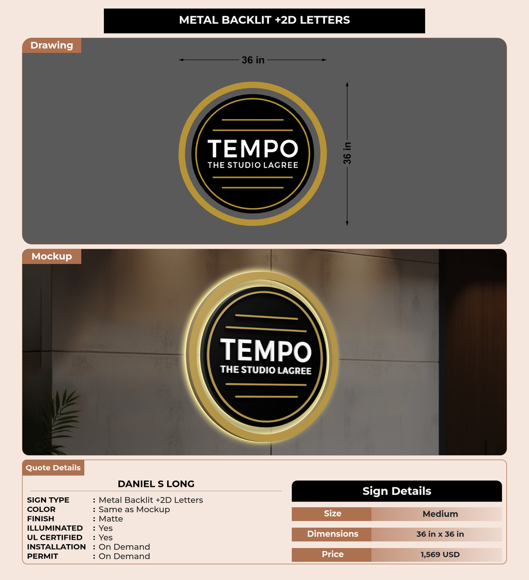 CUSTOM MOCKUP SIGN FOR Daniel s Long