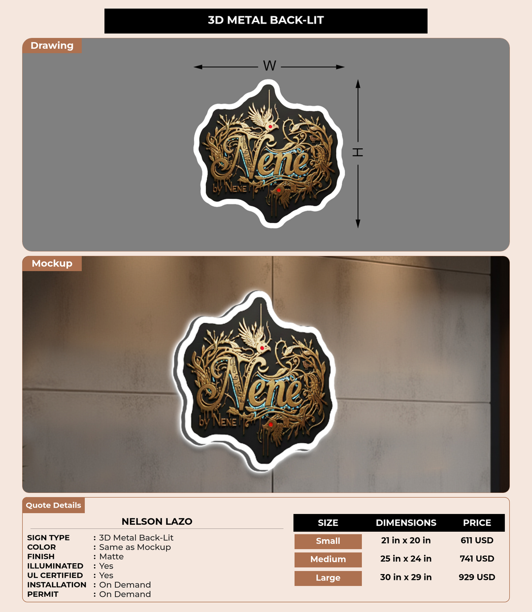 CUSTOM MOCKUP SIGN FOR Nelson lazo