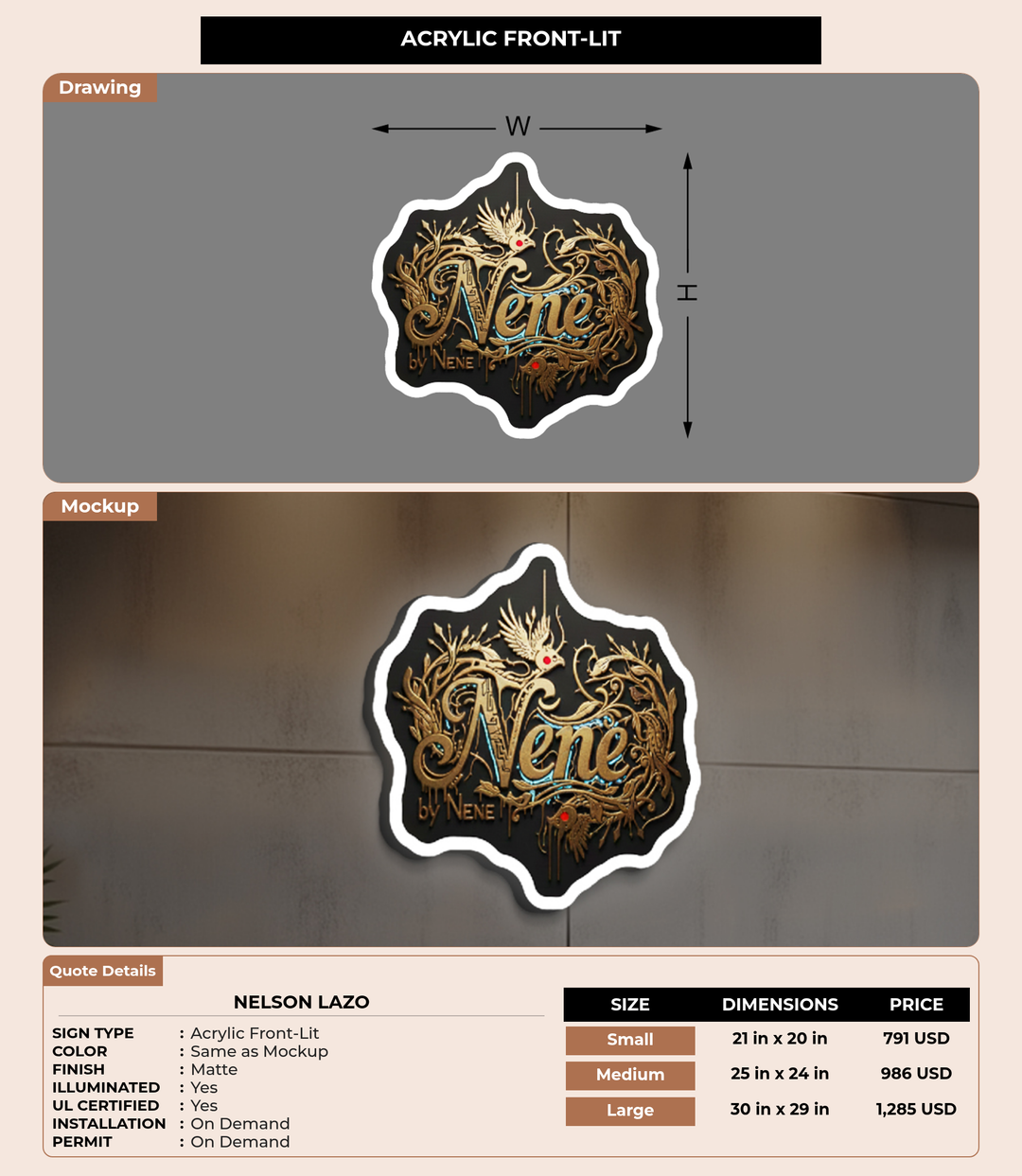 CUSTOM MOCKUP SIGN FOR Nelson lazo