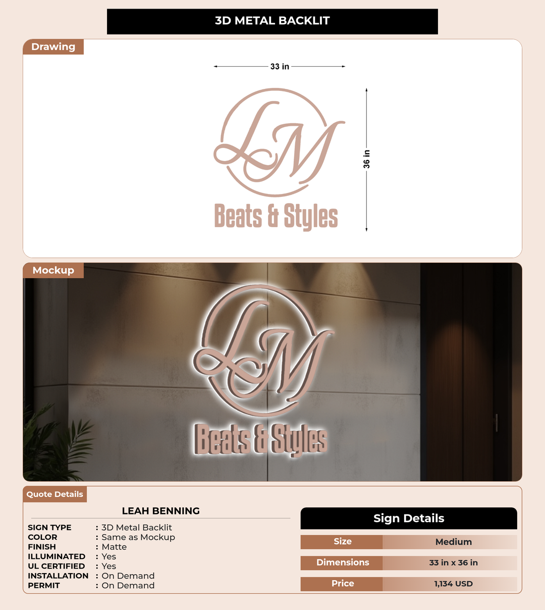 CUSTOM MOCKUP SIGN FOR Leah Benning
