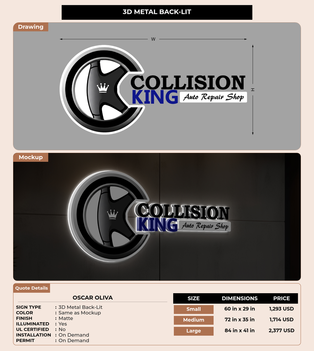 CUSTOM MOCKUP SIGN FOR Oscar Oliva