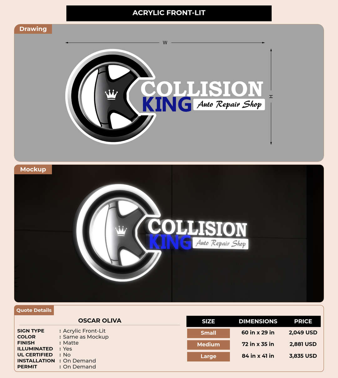 CUSTOM MOCKUP SIGN FOR Oscar Oliva
