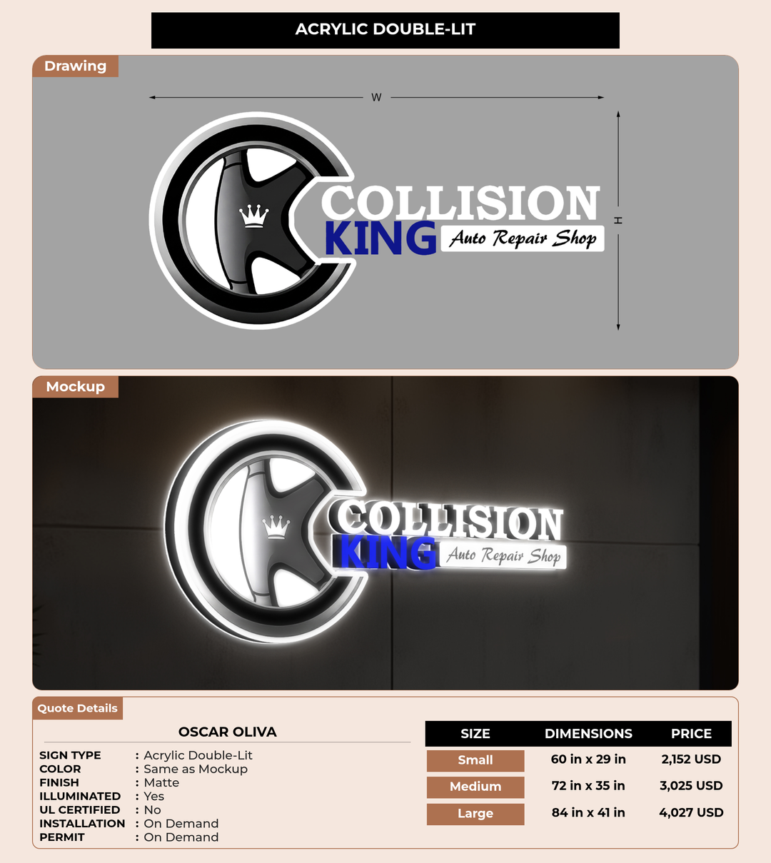 CUSTOM MOCKUP SIGN FOR Oscar Oliva