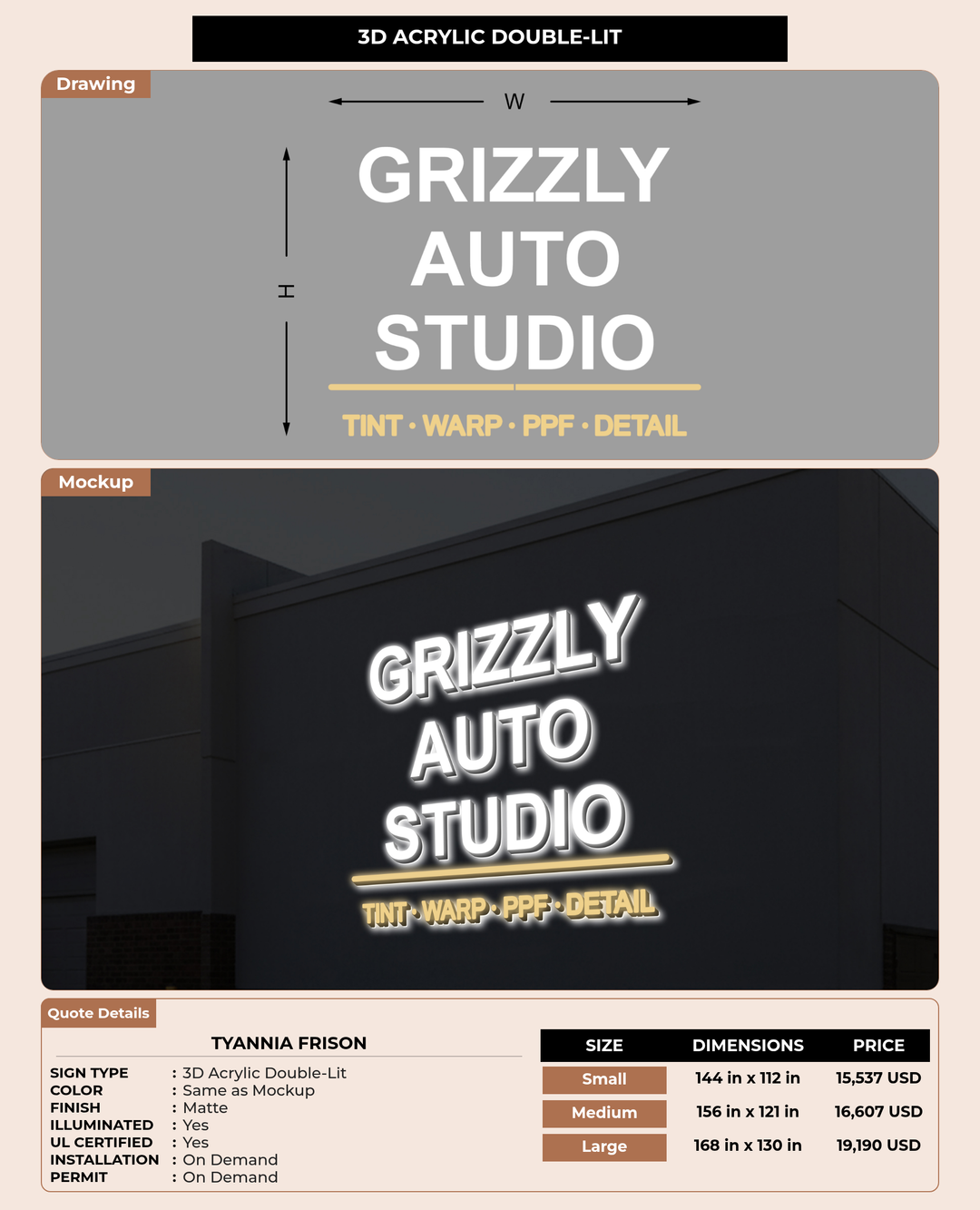CUSTOM MOCKUP SIGN FOR Tyannia Frison