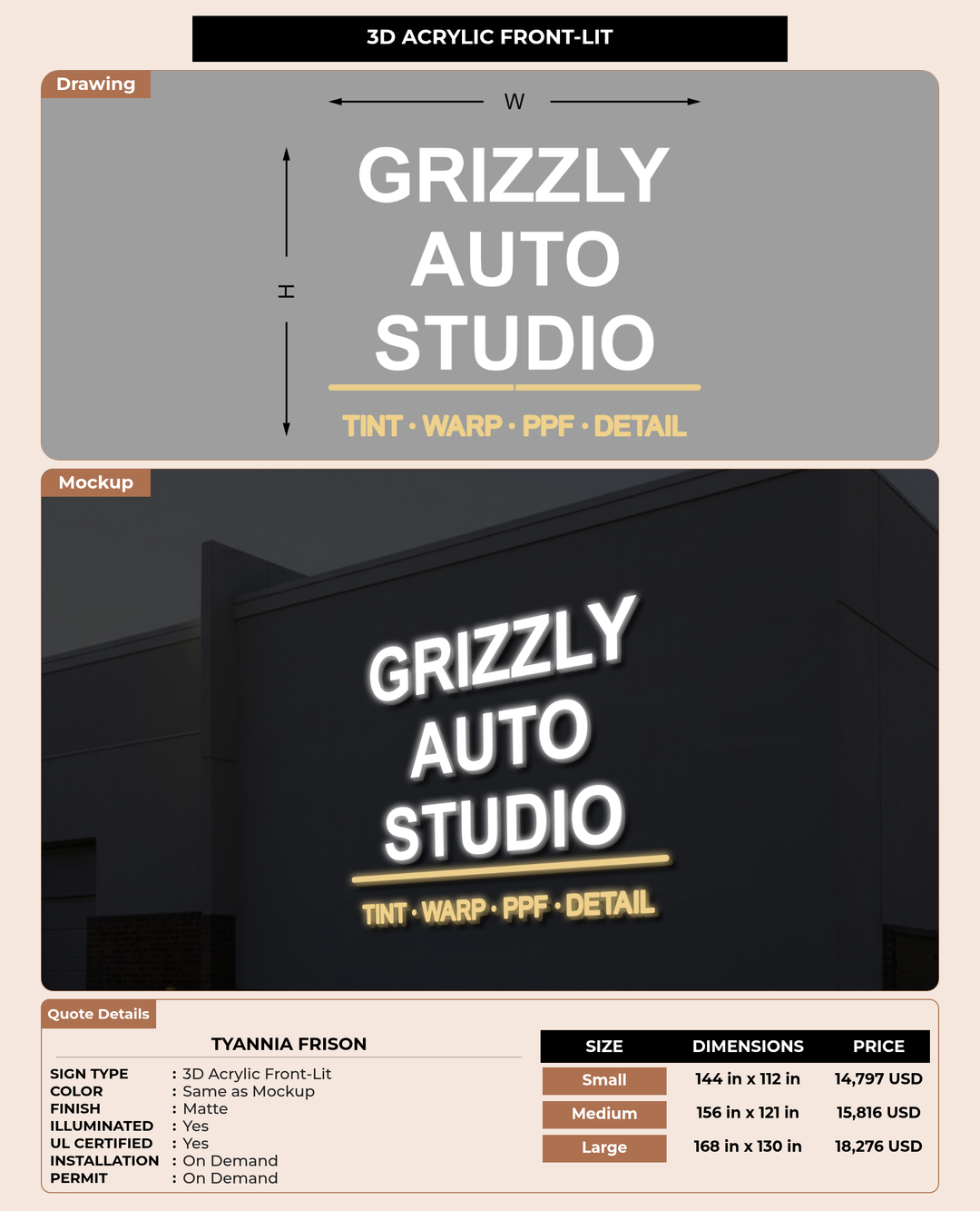 CUSTOM MOCKUP SIGN FOR Tyannia Frison