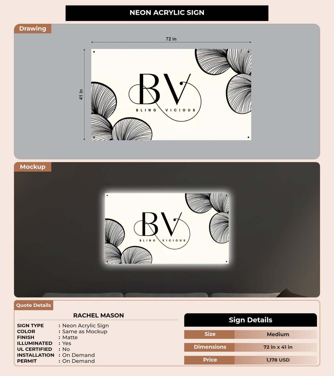 CUSTOM MOCKUP SIGN FOR Rachel Mason