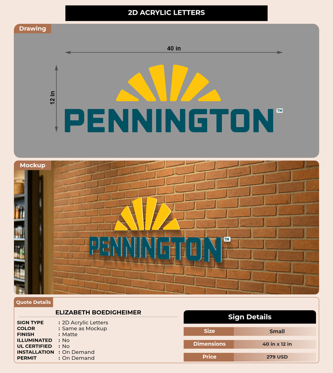 CUSTOM MOCKUP SIGN FOR Elizabeth Boedigheimer
