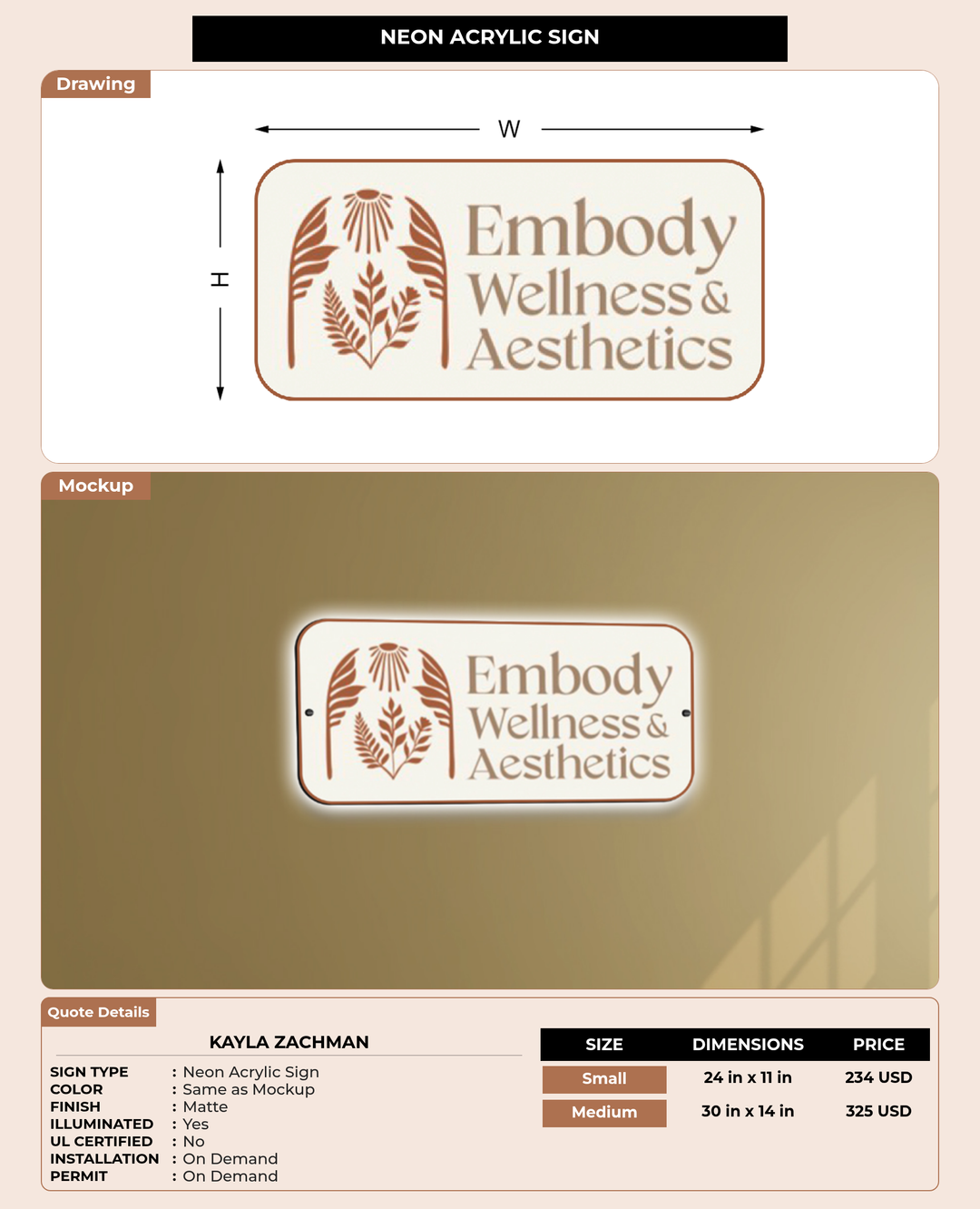CUSTOM MOCKUP SIGN FOR Kayla Zachman