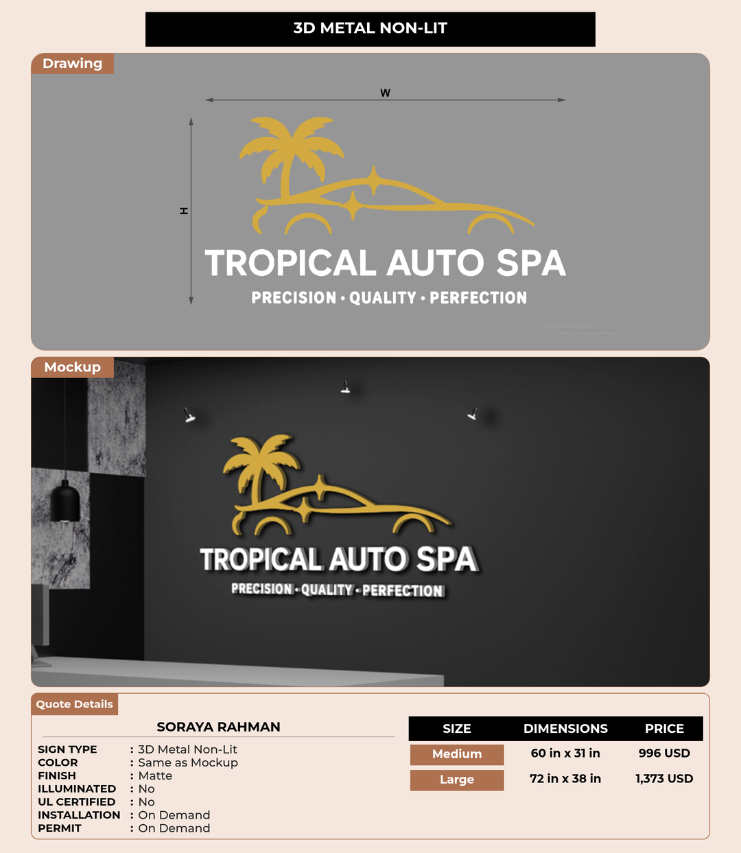 CUSTOM MOCKUP SIGN FOR Soraya Rahman