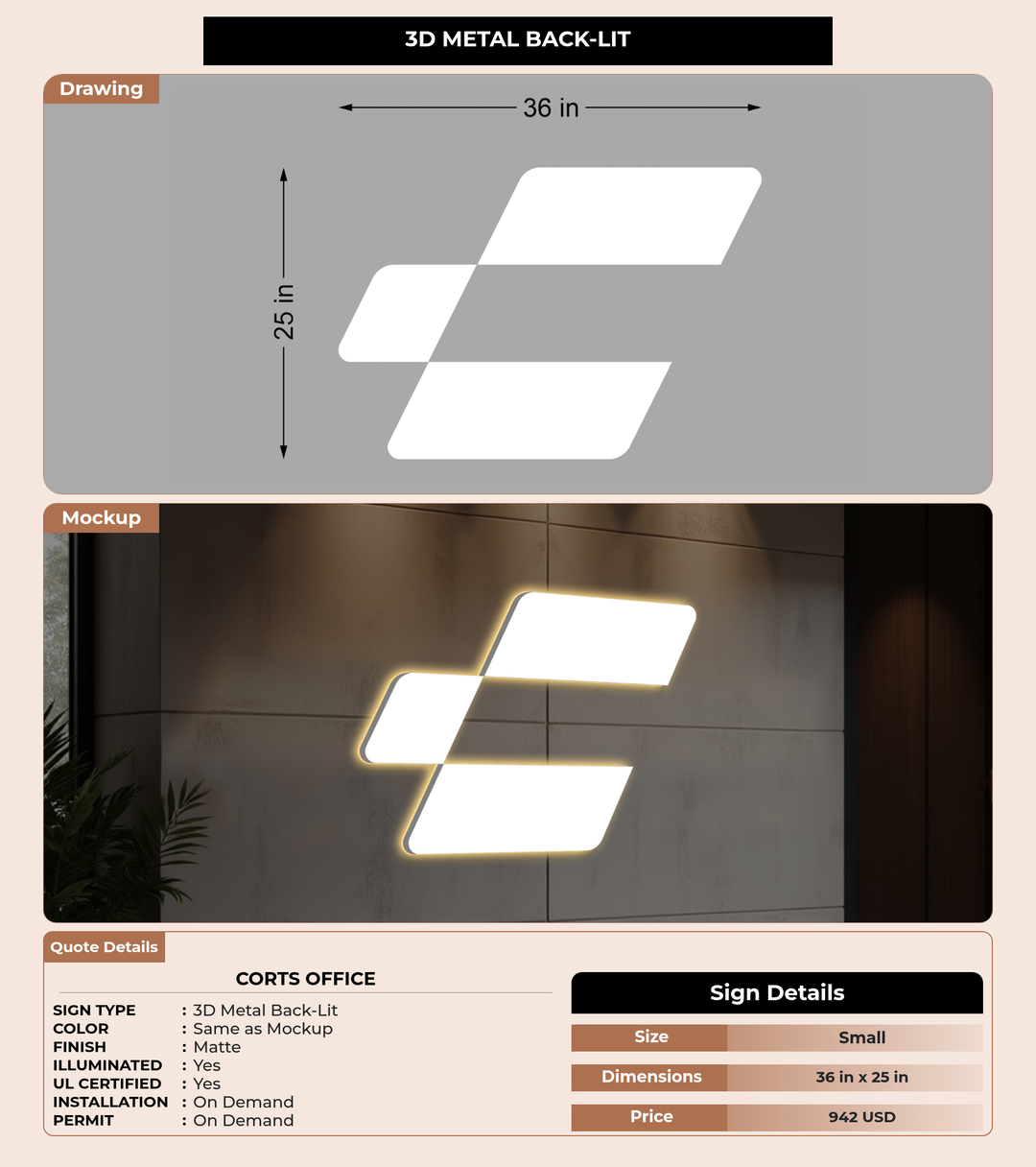 CUSTOM MOCKUP SIGN FOR Corts Office