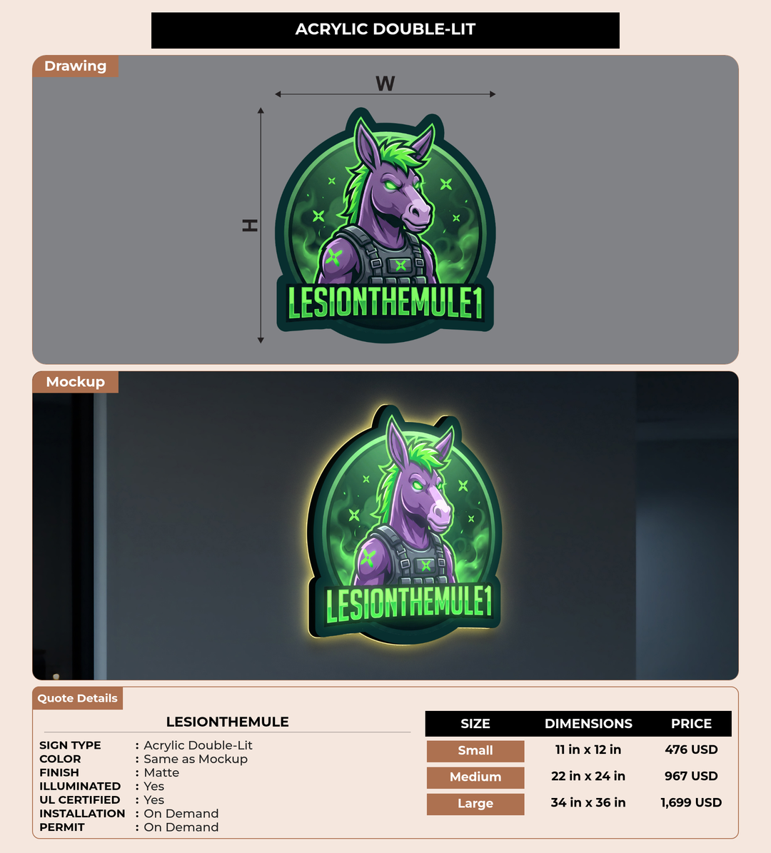 CUSTOM MOCKUP SIGN FOR LesionTheMule