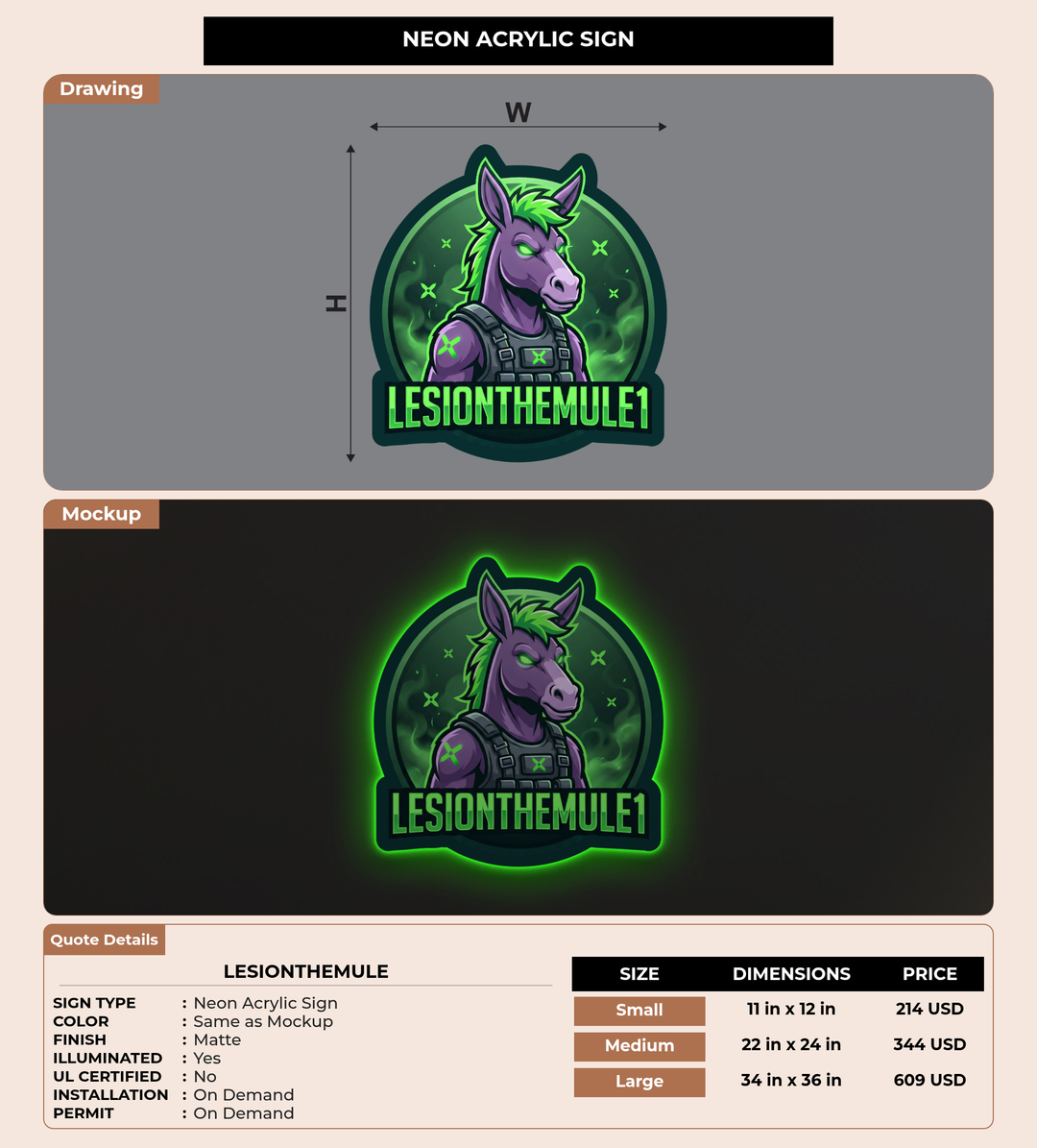 CUSTOM MOCKUP SIGN FOR LesionTheMule