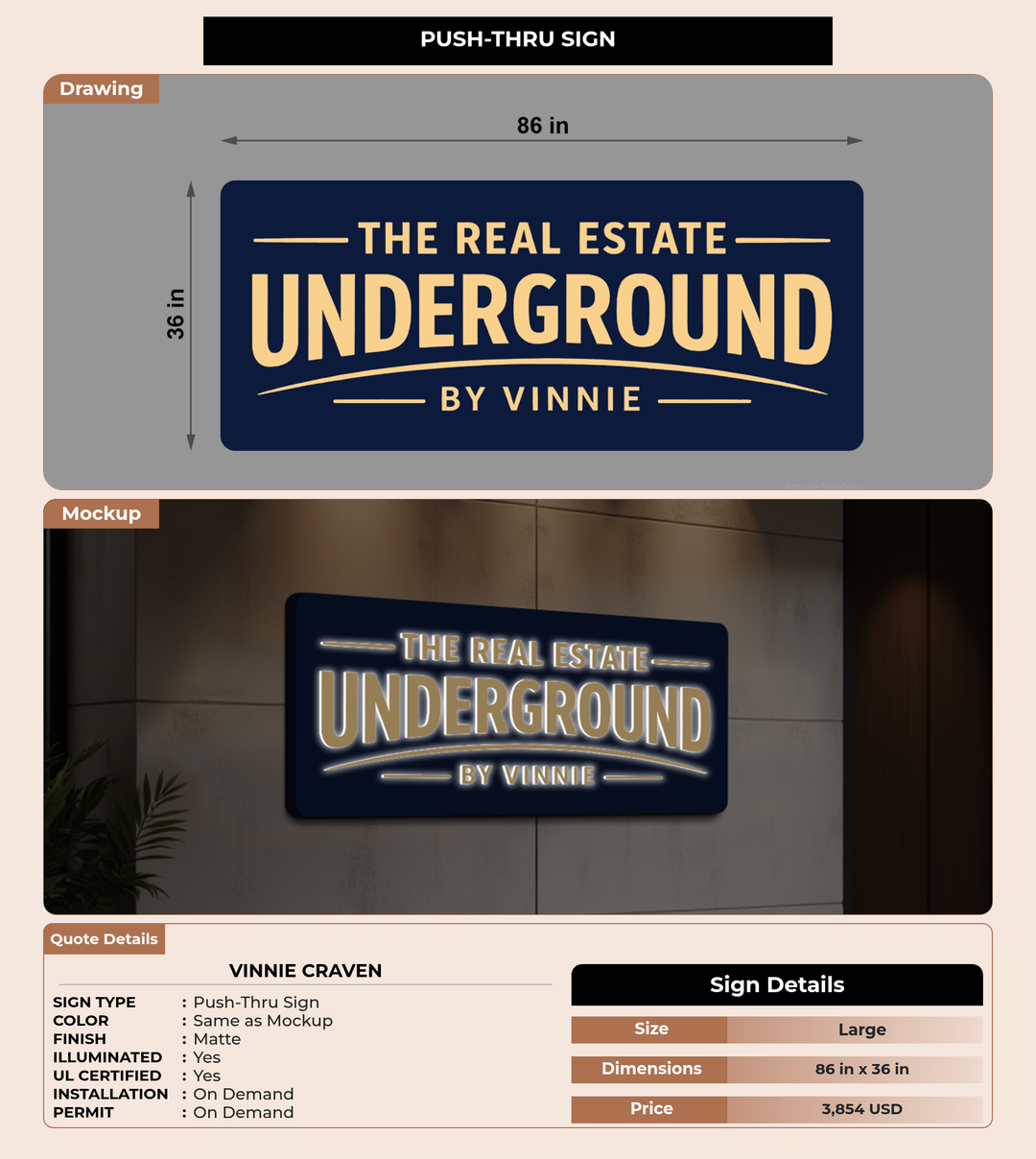 CUSTOM MOCKUP SIGN FOR Vinnie Craven