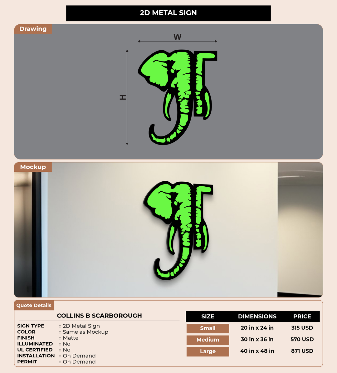 CUSTOM MOCKUP SIGN FOR Collins B Scarborough